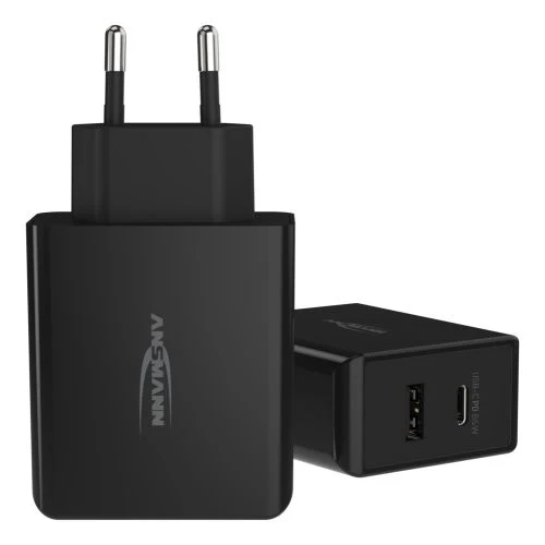 Ansmann USB PD Ladegerät, HC265PD, 2x USB-Ladeports, 65W, für Notebooks geeignet