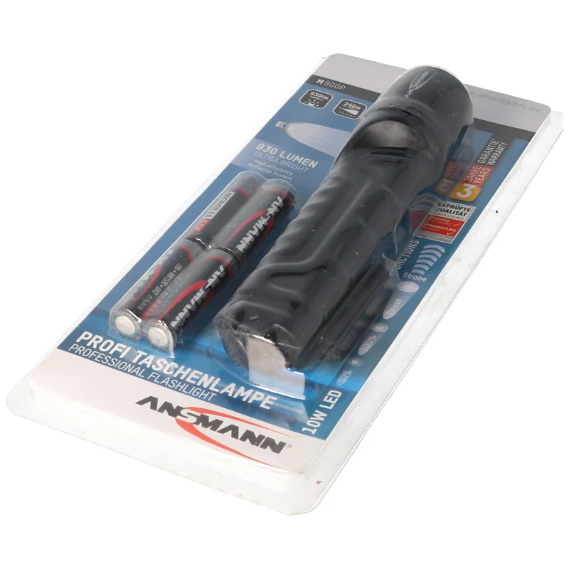 Ansmann M900P LED Taschenlampe mit Handschlaufe max. 930 Lumen, 10W LED