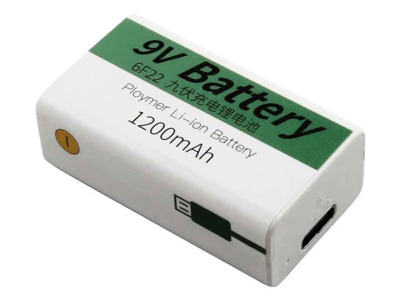 AccuCell 9V Akkublock mit USB-C Ladeanschluss, Li-ion, 7,4V, 1200mAh, 8,1 Wh