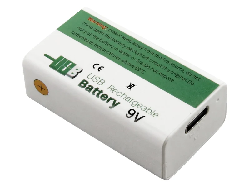 AccuCell 9V Akkublock mit USB-C Ladeanschluss, Li-ion, 7,4V, 1200mAh, 8,1 Wh