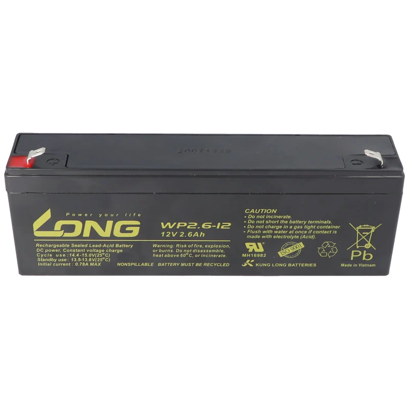 Kung Long WP2.6-12 F1 Blei-Vlies-Akku, 12Volt, 2,6Ah mit 4,8mm Faston Anschluss