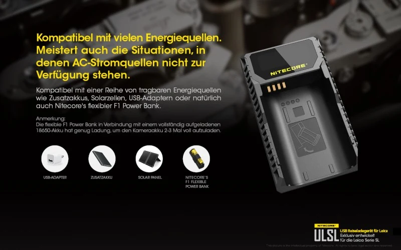 Nitecore ULSL USB-Ladegerät für Leica Cameras