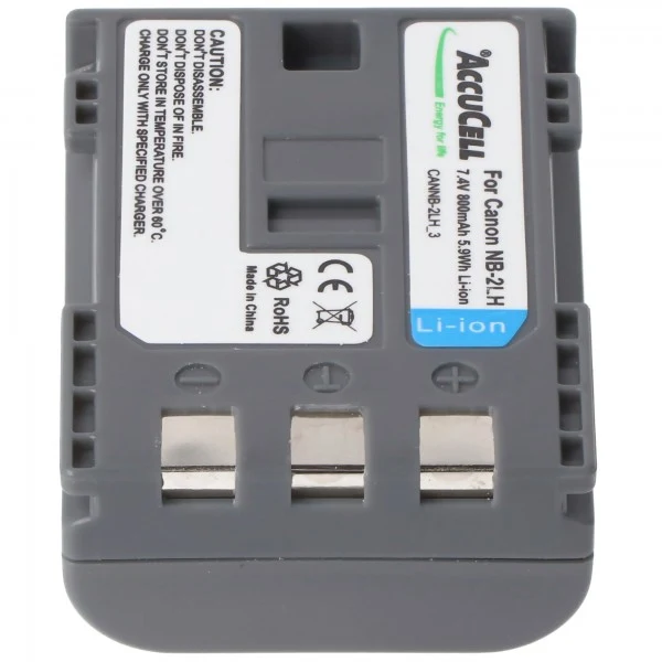 AccuCell Akku passend für Canon NB-2LH, NB-2L Li-Ion, 800mah