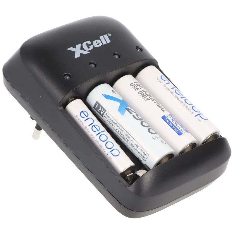Xcell Stecker Schnell-Ladegerät mit LED, mit Einzelkanalsteuerung für AA, AAA