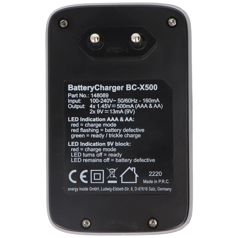 Xcell Stecker Schnell-Ladegerät mit LED, mit Einzelkanalsteuerung für AA, AAA
