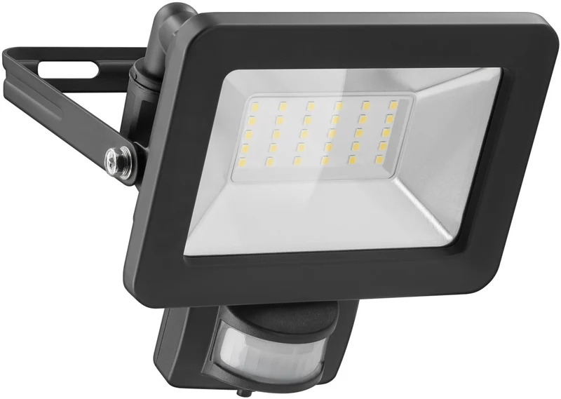 Goobay LED-Außenstrahler, 30 W, mit Bewegungsmelder - mit 2550 lm, neutralweißem Licht (4000 K), PIR-Sensor mit ON-/OFF-Funktion und M16-Kabelverschraubung, für den Außeneinsatz geeignet (IP44)