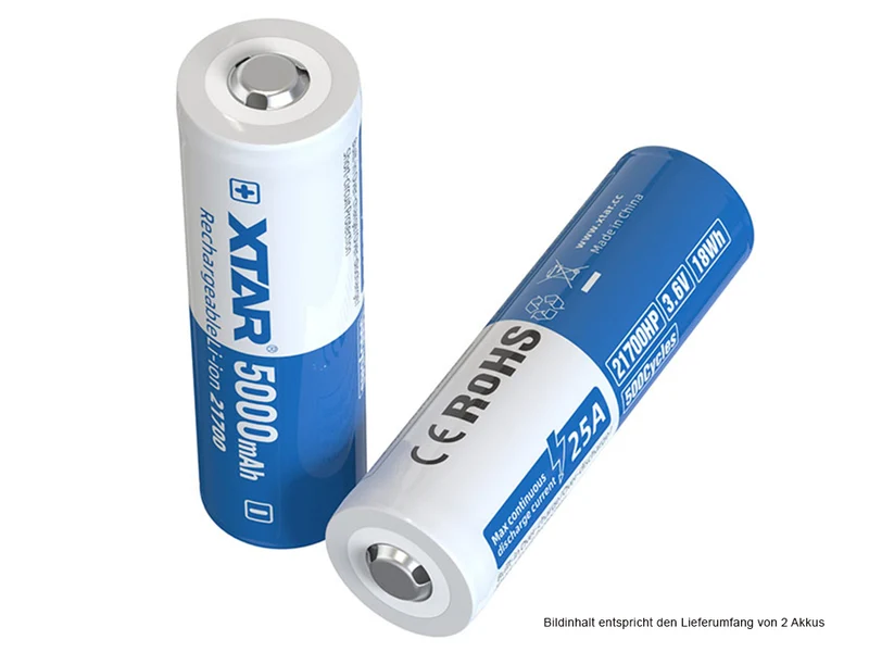 XTAR 21700-HP 25A 5000mAh 3,6V - 3,7V Li-Ion-Akku elektronisch geschützt