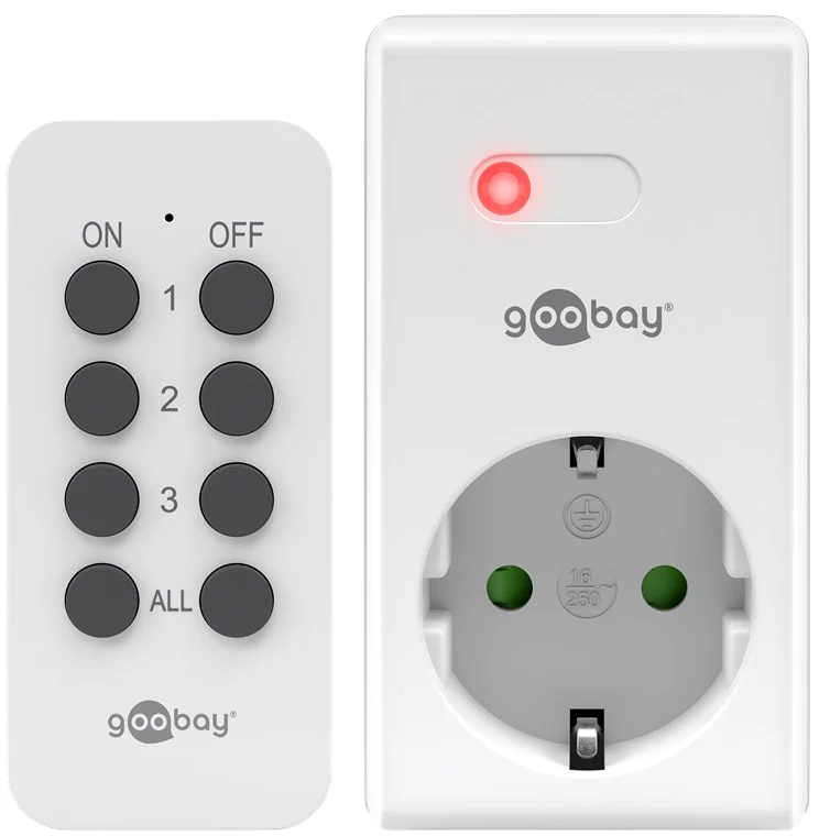 Goobay Funksteckdosen-Set 1+1 - 1x Schutzkontakt-Steckdose und 1x Fernbedienung