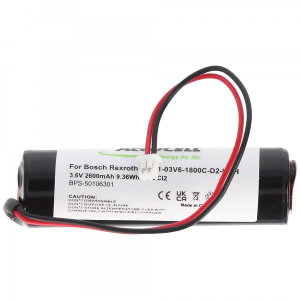 AccuCell Speicherbatterie 3,6V ersetzt Bosch Rexroth PRM1-03V6-1800C-D2-LITH - 2600 mAh