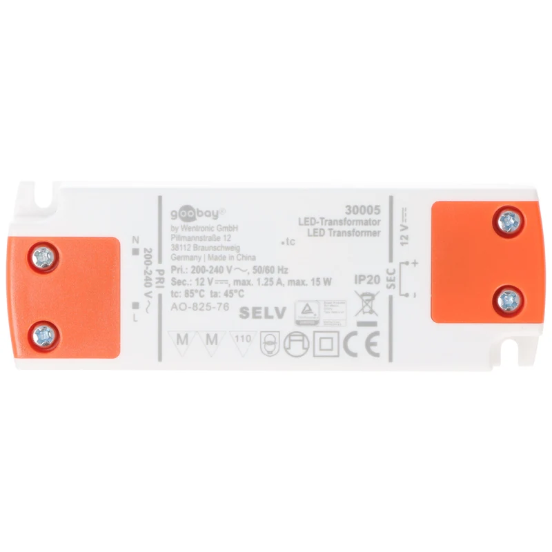 Goobay LED-Trafo 12 V/15 W 12 V DC für LEDs bis 15 W Gesamtlast 103x35,5x16mm