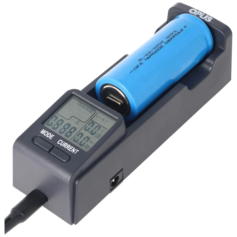 Opus 3.2V Schnell-Ladegerät für IFR 3,2V Akkus und 3,6-3,7V mit Entladefunktion