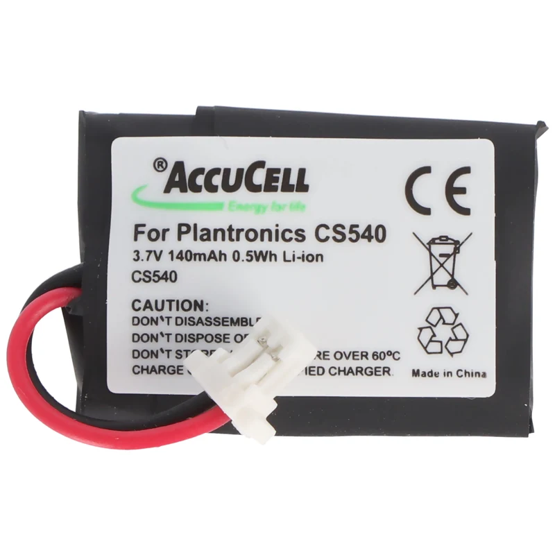 AccuCell Plantronics CS540, CS540A Nachbau Akku für Plantronics 84479-01 und 86180-01, C054A mit 2-poligem Stecker