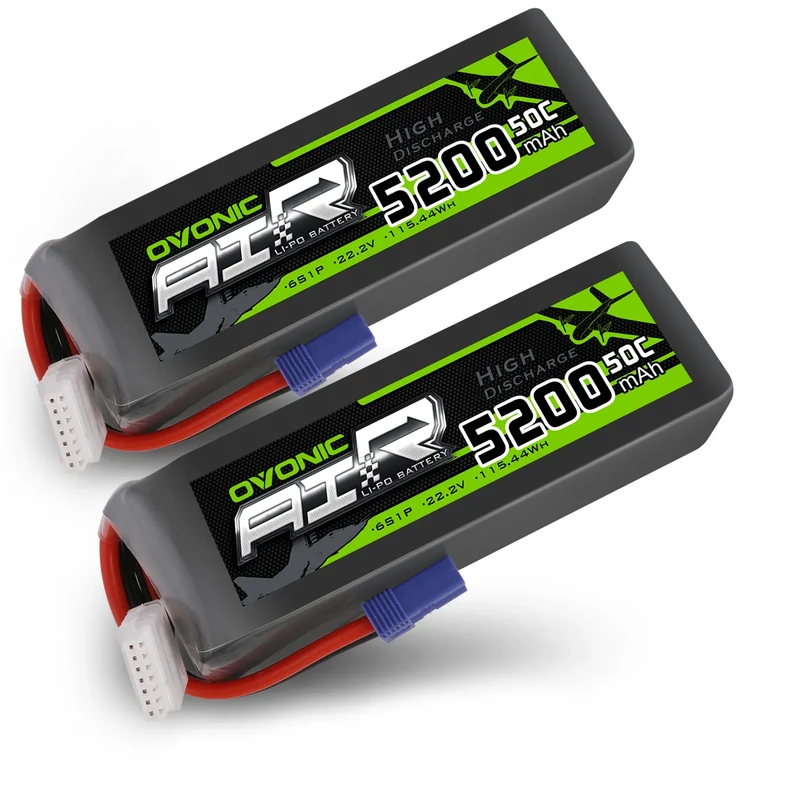 Ovonic Air 6S 5200mAh 50C 22,2V LiPo-Akkupack mit EC5-Stecker (2 Stück)
