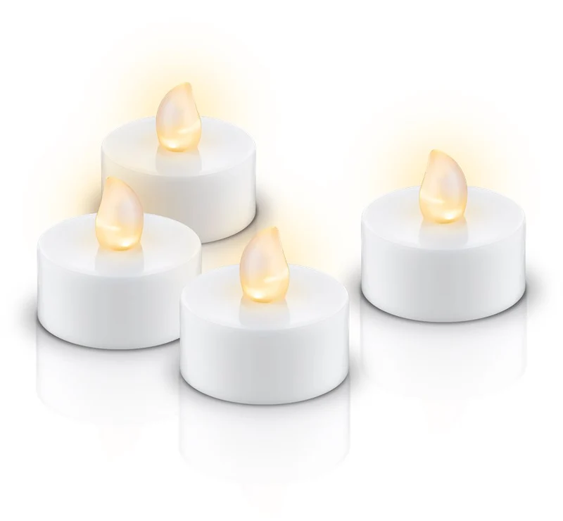 Goobay 4er-Set LED-Teelicht mit Timer - Wunderschöne und sichere Lichtlösung für viele Bereiche wie Haus und Loggia, Büros oder Schulen