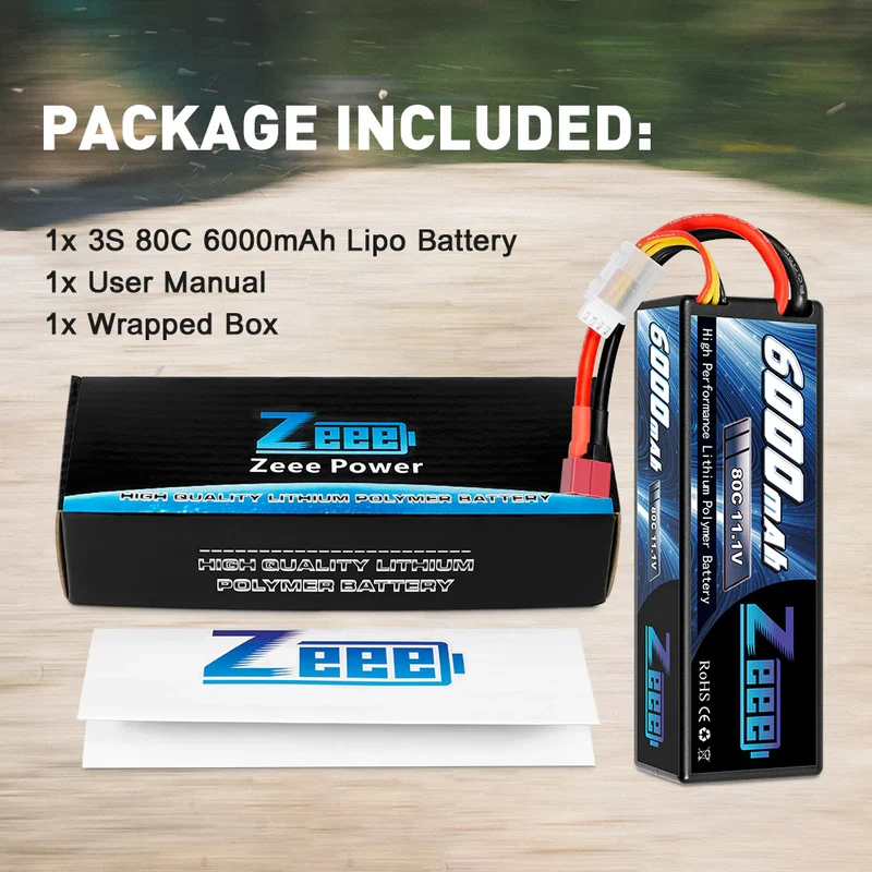 Zeee 3S Lipo-Akku 11,1V 6000mAh 80C Hardcase-Akku mit Deans-Anschluss