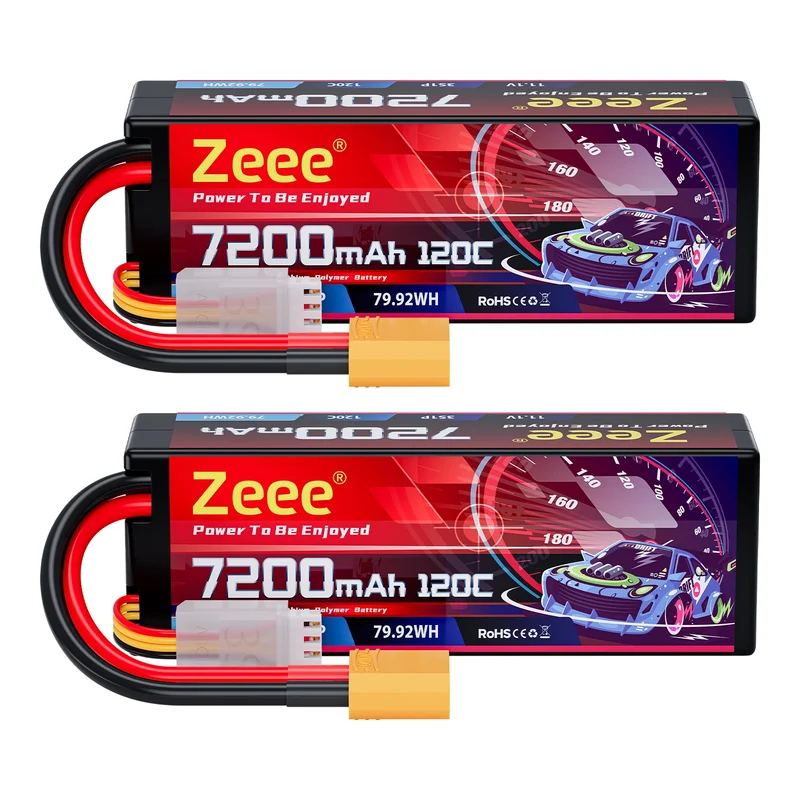 Zeee 3S Lipo-Akku 3S 7200mAh 11,1V 120C Hardcase RC-Akku mit XT90-Anschluss (2 St.)
