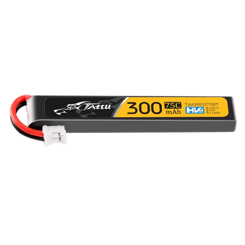 Tattu 1S 300mAh 75C 3,8V Lipo-Akkupack mit JST-Stecker