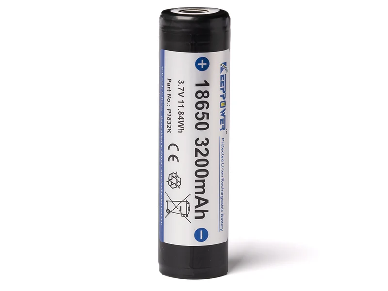 Keeppower 18650 - 3200mAh, 3,6V - 3,7V Li-Ion-Akku PCB geschützt Flacher Pluspol