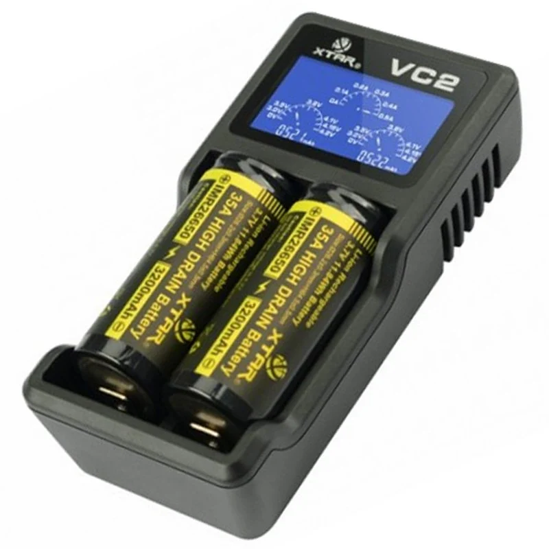 Xtar 2-Schacht USB-Ladegerät mit großem Display, mit bis zu 0,5Ah Ladestrom