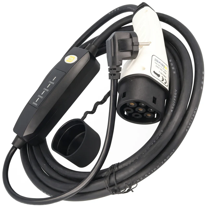 AccuCell Ladekabel für Elektroautos mit SchuKo-Stecker auf Typ 2 Mode2 230V 13A 1-Phasen Ladetechnologie mit max. 3kW nur 1,79KG