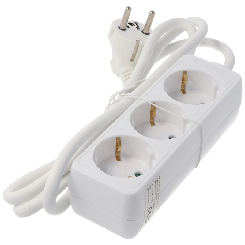 Arcas Steckdosenleiste 3-fach ohne Schalter, ideal für Winkelstecker und Schuko Stecker, weiß