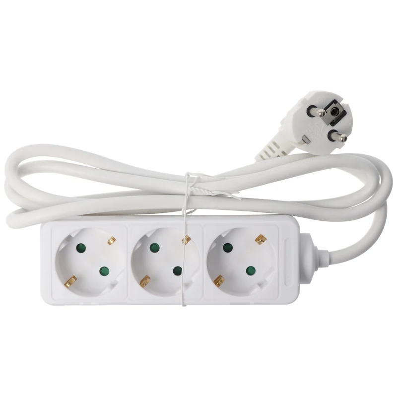 Arcas Steckdosenleiste 3-fach ohne Schalter, ideal für Winkelstecker und Schuko Stecker, weiß