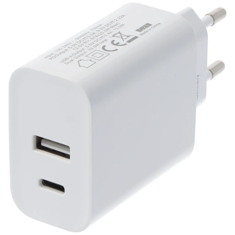 AccuCell Dual-USB Schnellladegerät USB QC3.0 28W weiß
