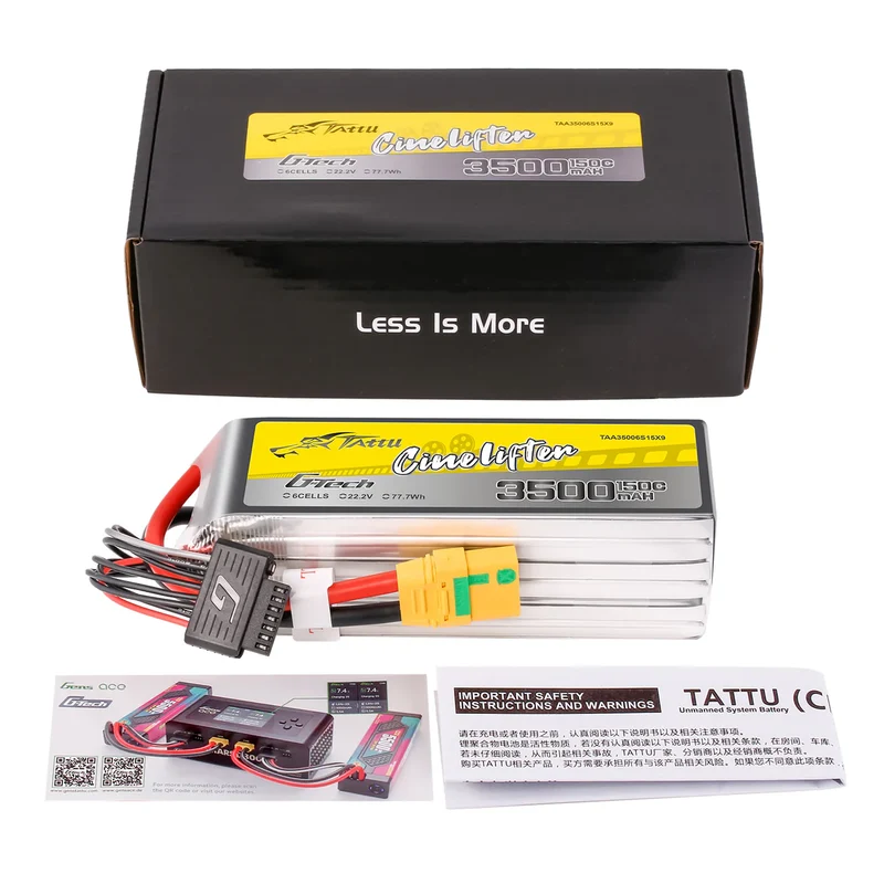 Tattu G-Tech 6S 3500mAh 22,2V 150C 6S1P Lipo-Akku mit XT90