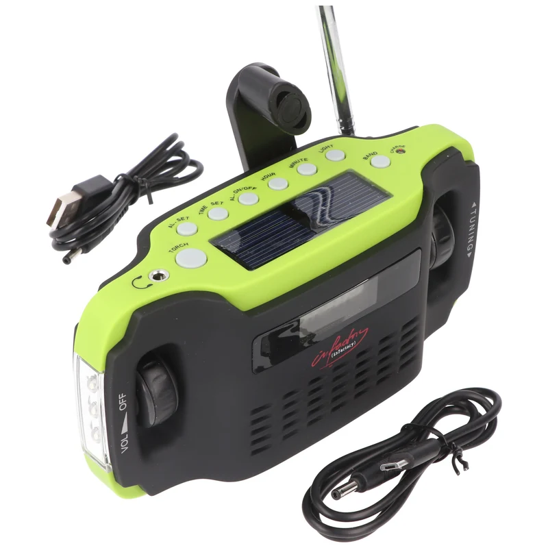 AccuCell Solar-Dynamo-Koffer-Radio mit LED-Taschenlampe, keine Batterien erforderlich