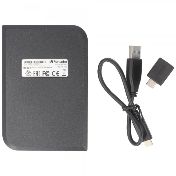Verbatim SSD 512GB, USB 3.2, Typ A-C, 6.35cm (2.5'') Store n Go, (R) 400MB/s, (W) 400MB/s, Retail
