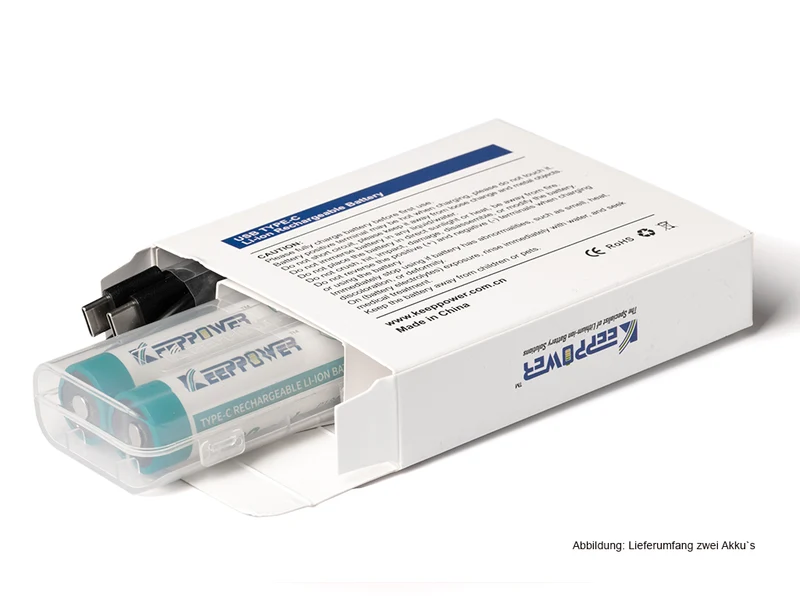 Keeppower 18650 - *4000mAh, Li-Ionen 3,7V - 3,6V - **PCB geschützt, mit USB-C Lademöglichkeit P1840TC