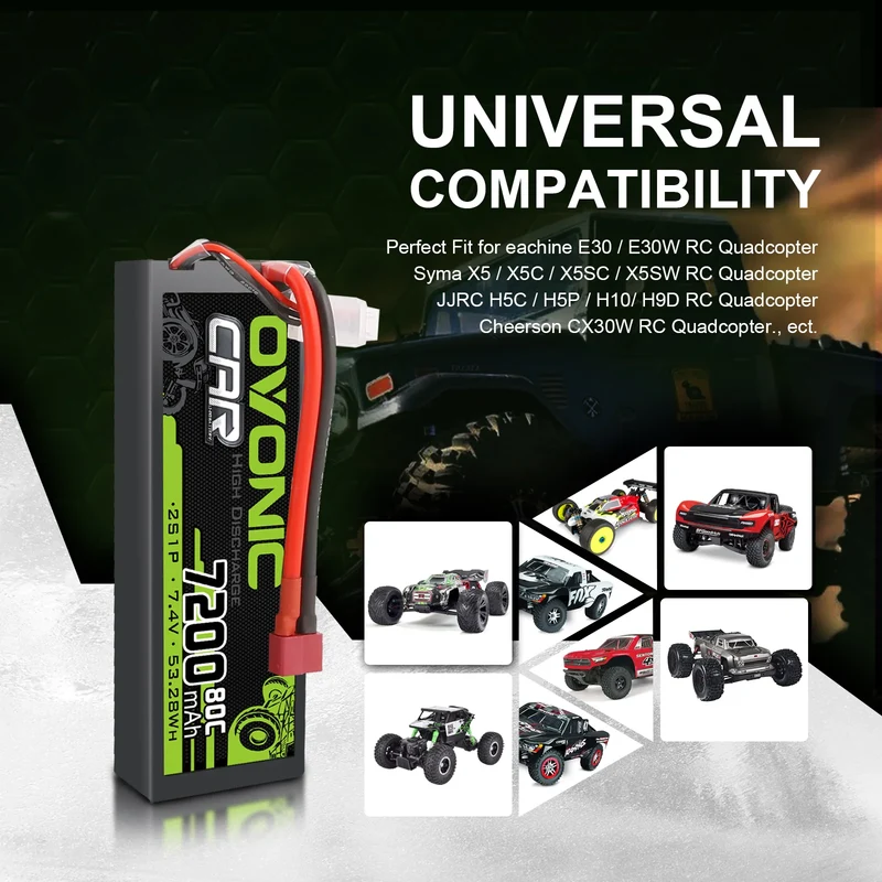 Ovonic Car 2S Lipo Akku 7200mAh 7,4V 80C mit Dean-Style T-Anschluss