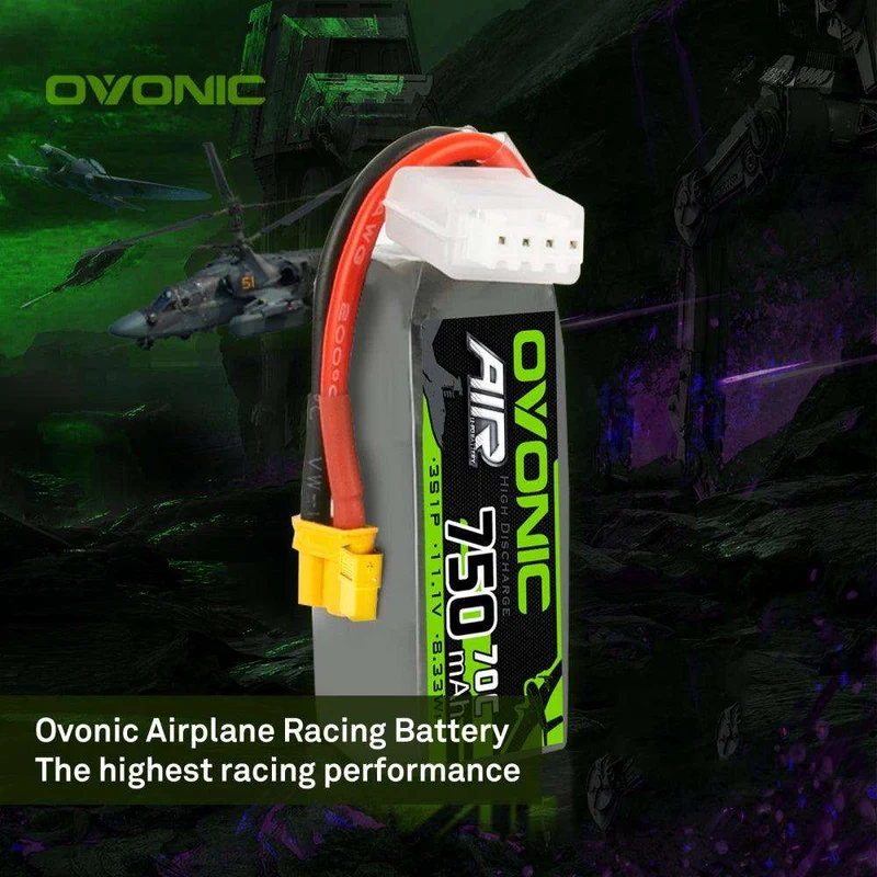 Ovonic Air 3S LiPo Akku 750mAh 11,1V 70C für RC-Helikopter LOGO 200 - XT30-Stecker (2 Stück)