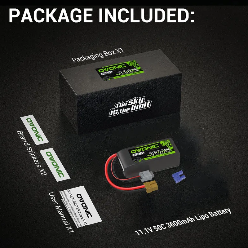 Ovonic Car 3S Lipo Akku 3600mAh 3S1P 50C 11,1V Lipo Akkupack mit XT60- und EC3-Stecker