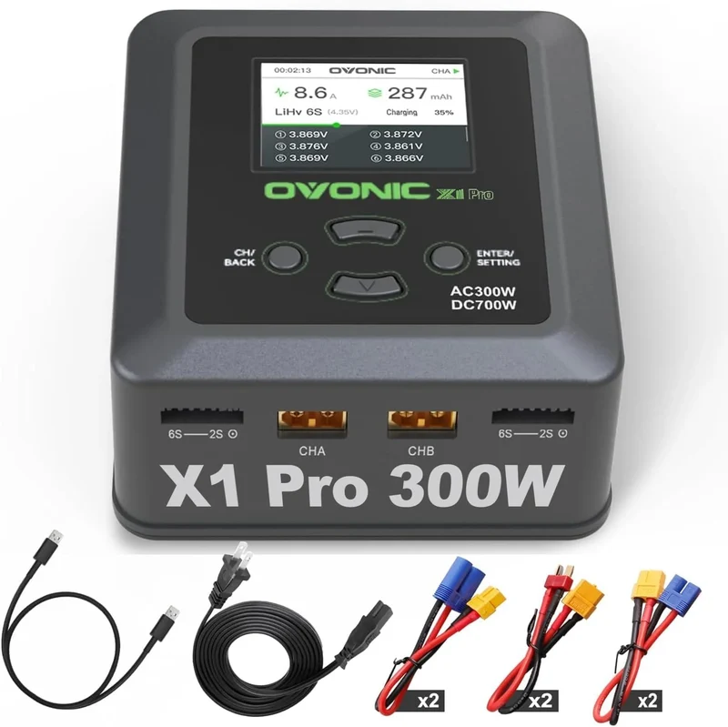 Ovonic X1 Pro Zweikanal LiPo Ladegerät AC300W/DC700W 16A Lipo-Akku-Balance-Ladegerät