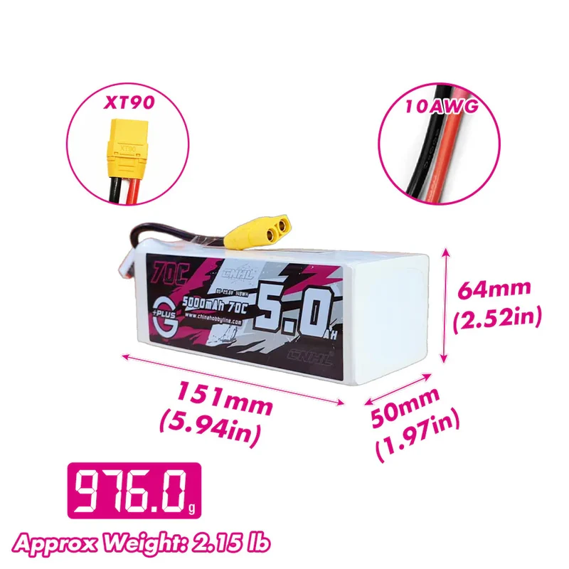 CNHL G+Plus 8S 5000mAh 29,6 8S 70C Lipo Akku mit XT90-Stecker
