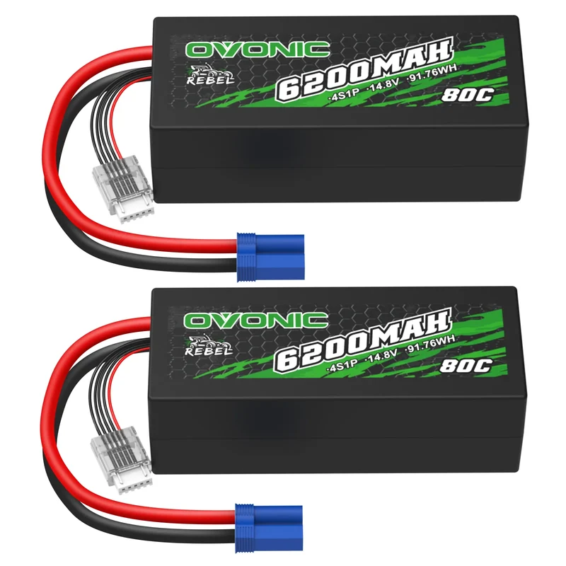Ovonic Rebel 4S 6200mAh Lipo Akku 80C 14,8V RC Lipo Akku mit EC5 Stecker (2 Stück)