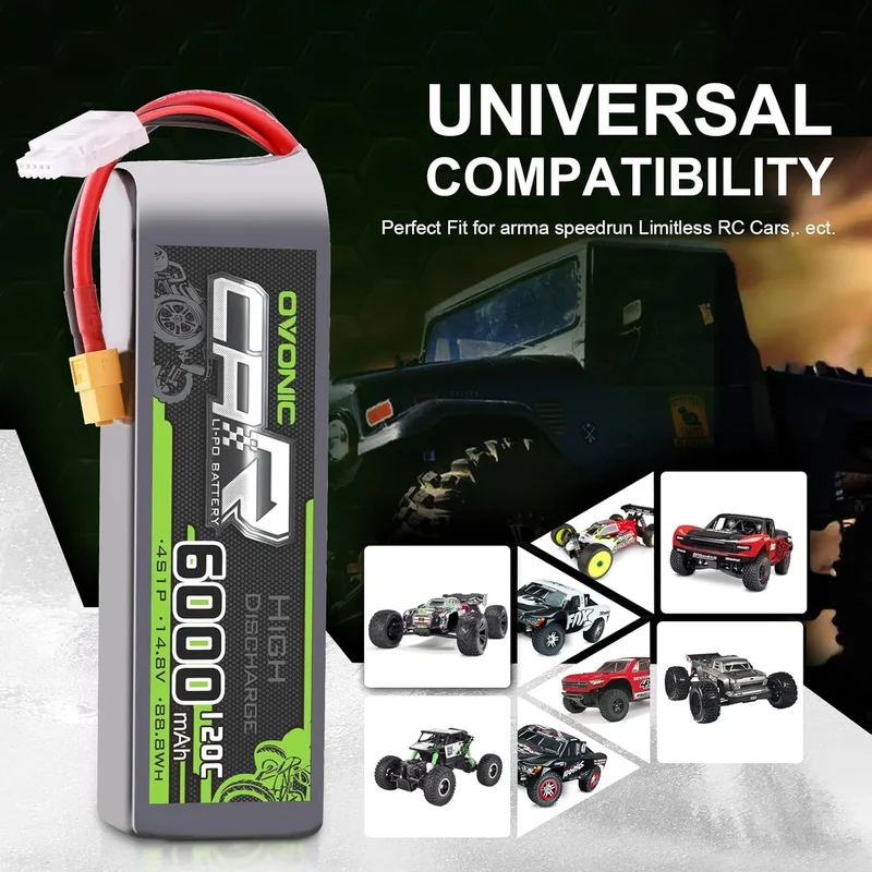 Ovonic Car 4S 6000mAh Lipo Akku 120C 14,8V RC Lipo Akku mit XT60 Stecker (2 Stück)