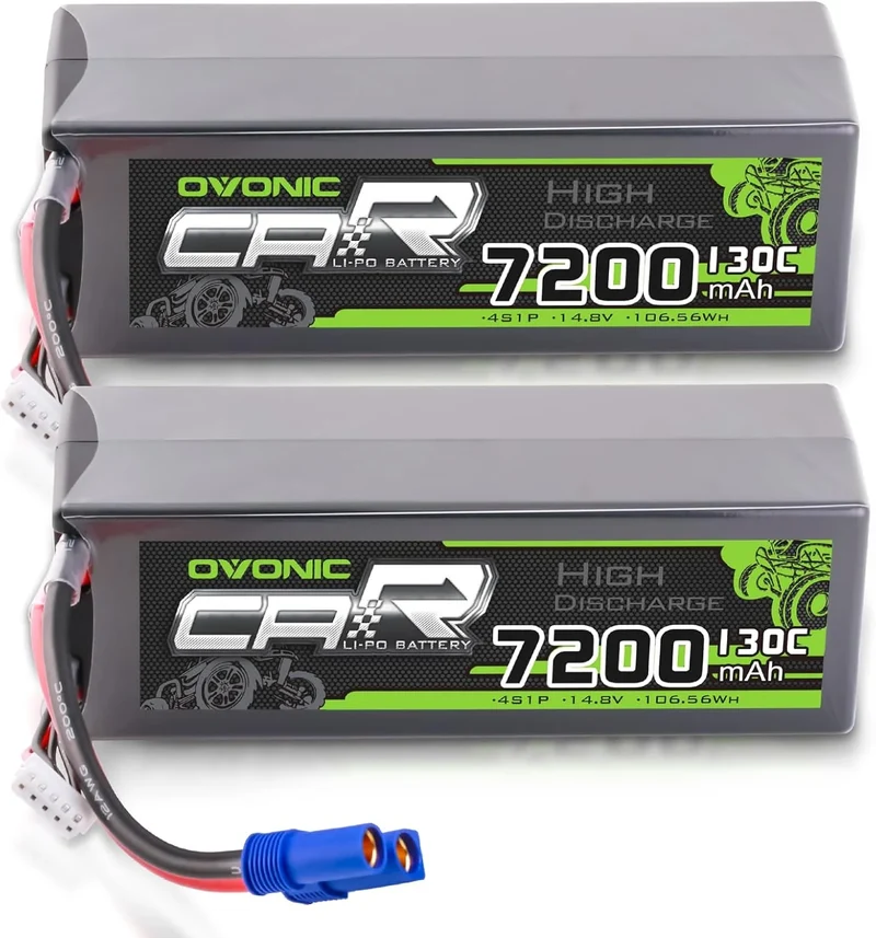 Ovonic Car 4S 7200mAh Lipo Akku 130C 14,8V RC Lipo Akku mit EC5 Stecker (2 Stück)