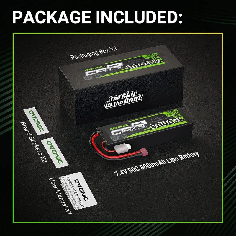 Ovonic Car 2S 8000mAh Lipo Akku 2S1P 50C 7,4V RC Lipo Akku HardCase mit Deans T Stecker
