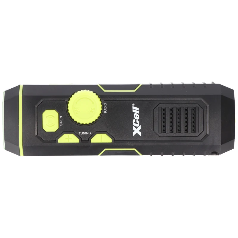 Xcell Dynamo Taschenlampe mit FM Radio, Alarm und Powerbank-Funktion, Anti-Blackout, aufladbare Notfall-Leuchte, 4in1 LED-Taschenlampe