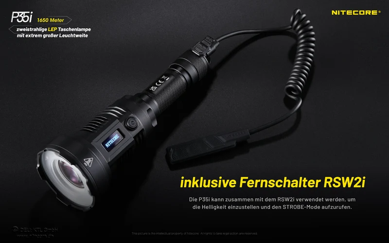 Nitecore P35i LEP-Taschenlampe, Leuchtweite bis zu 1650 Meter, 3000 Lumen, inklusive 21700 5000mAh Li-Ion Akku