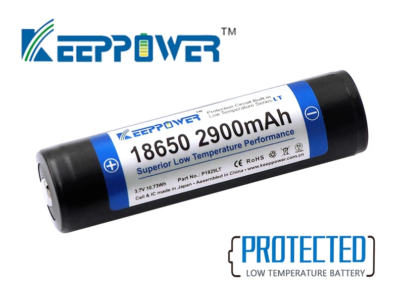 Keeppower 18650 Niedrigtemperatur Li-Ionen 3,6V - 3,7V 2900mAh Akku PCB geschützt