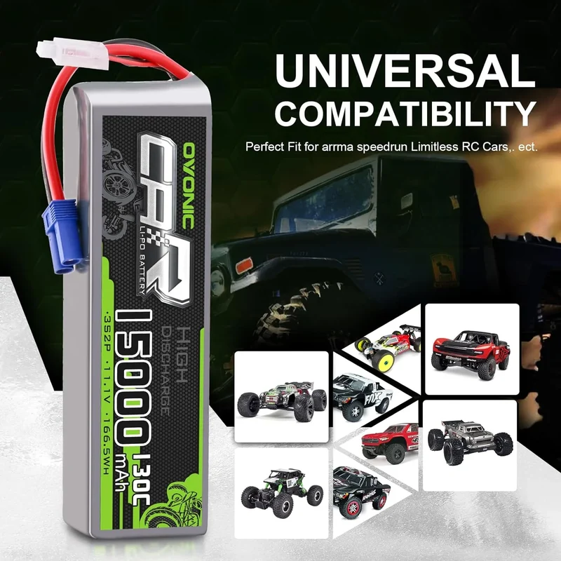 Ovonic Car 3S 15000mAh Lipo Akku 130C 11,1V RC Lipo Akku mit EC5 Stecker (2 Stück)