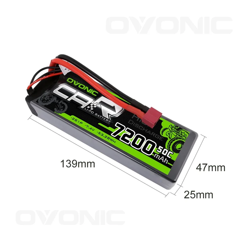 Ovonic Car 2S 7200mAh 7,4V 50C Hardcase LiPo Akku mit Deans-Stecker