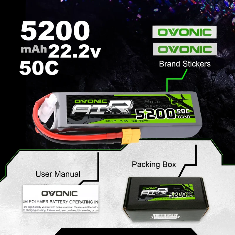 Ovonic Air 2S 5200mAh 50C 7,4V LiPo Akku mit XT60 Stecker