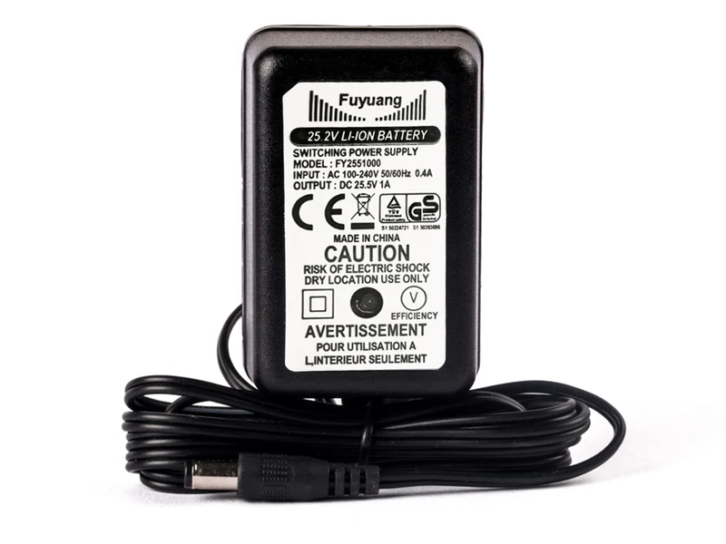 Fuyuang 21,6V - 22,2V (25,5V) Li-Ion-Ladegerät 6S + DC-Plug (5,5mm-2,1mm)