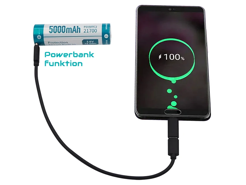 Keeppower 21700 - 5000mAh, Li-Ionen 3,6V - 3,7V - mit USB-C ein.-u.Ausgang