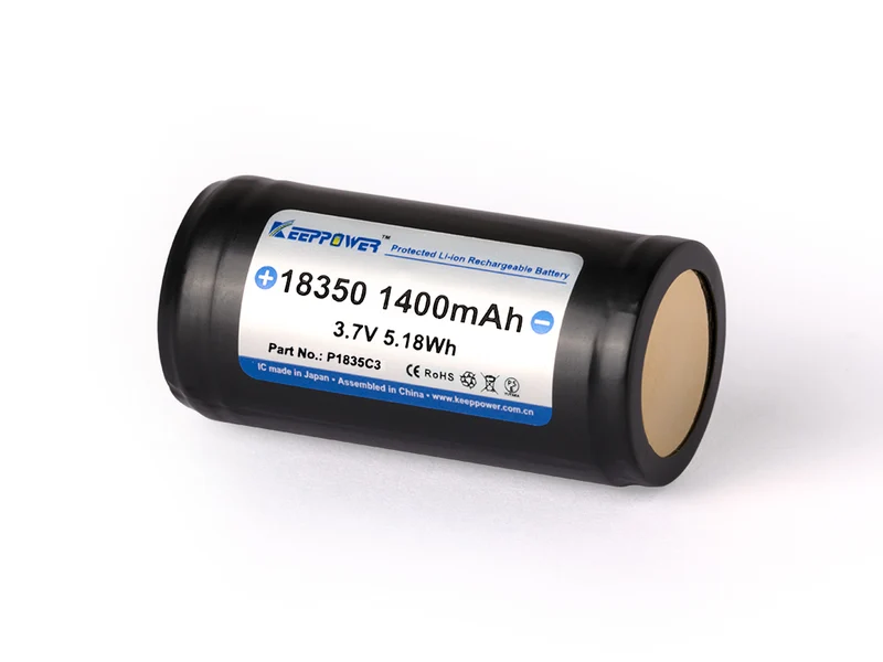 Keeppower 18350 - 1400mAh, 3,6V - 3,7V Li-Ionen-Akku PCB geschützt