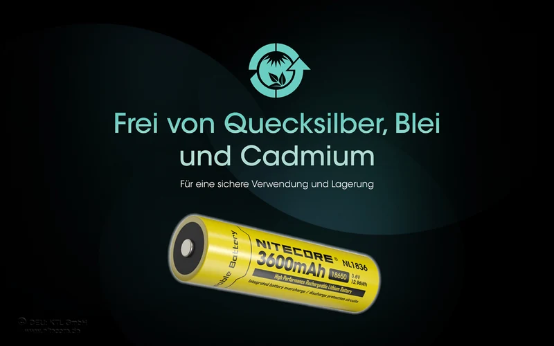 NiteCore Li-Ion-Akku 18650 - 3600mAh, 3,7V - NL1836 PCB geschützt